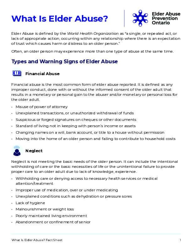 Fact Sheets - Elder Abuse Prevention Ontario